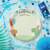 Schattigee Cartoon Dinosaurus Verjaardagsfeest Papieren Bordje (Feest)