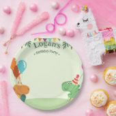 Schattigee Cartoon Dinosaurus Verjaardagsfeest Papieren Bordje (Feest)