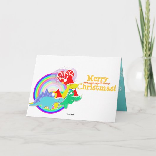 Schattigee Cartoon Dinosaurussen Kerst Kaart (Achterkant)