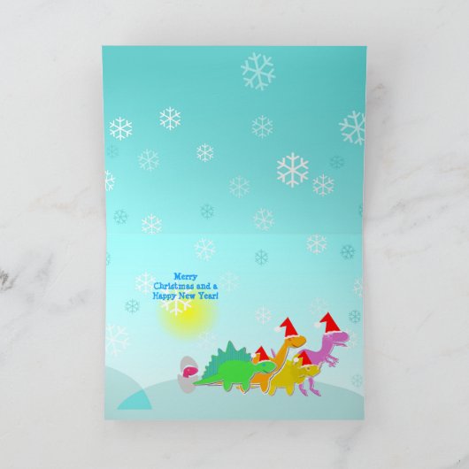 Schattigee Cartoon Dinosaurussen Kerst Kaart (Binnen)