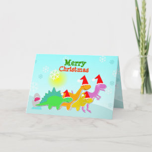 Schattigee Cartoon Dinosaurussen Kerst Kaart