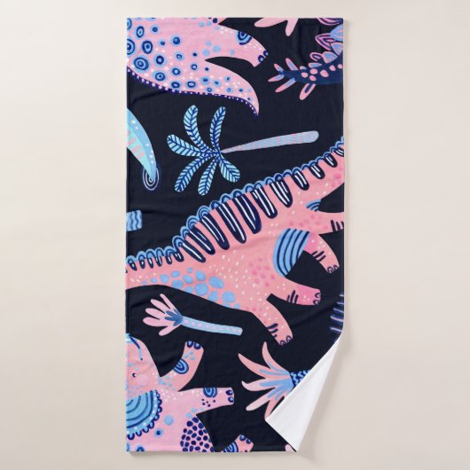 Schattigee cartoon dinosaurussen patroon. badhanddoek (Badhanddoek)