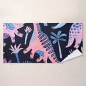 Schattigee cartoon dinosaurussen patroon. badhanddoek (Badhanddoek)