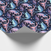 Schattigee cartoon dinosaurussen patroon. cadeaupapier (Hoek)