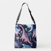 Schattigee cartoon dinosaurussen patroon. crossbody tas (Achterkant)