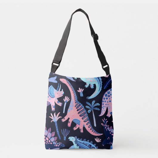 Schattigee cartoon dinosaurussen patroon. crossbody tas (Voorkant)