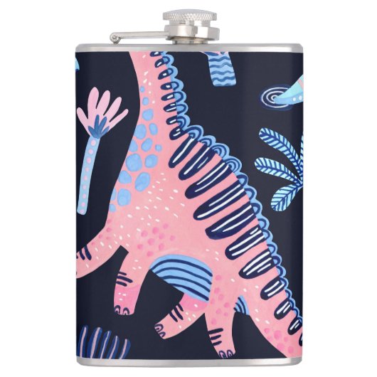 Schattigee cartoon dinosaurussen patroon. heupfles (Voorkant)