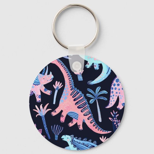 Schattigee cartoon dinosaurussen patroon. sleutelhanger (Voorkant)