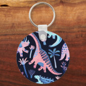Schattigee cartoon dinosaurussen patroon. sleutelhanger (Voorkant)