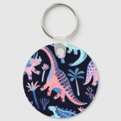 Schattigee cartoon dinosaurussen patroon. sleutelhanger (Achterkant)