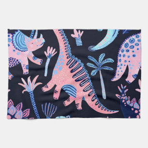 Schattigee cartoon dinosaurussen patroon. theedoek