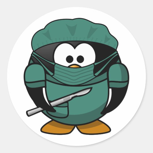 Schattigee Cartoon Doctor Ronde Sticker (Voorkant)