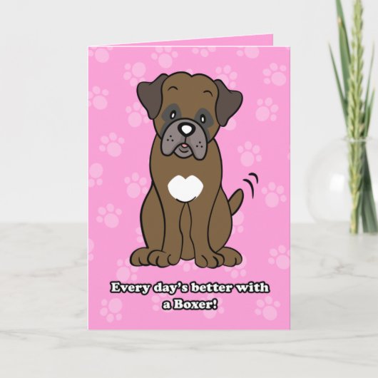 Schattigee Cartoon Dog Boxer Wenskaart Kaart (Voorkant)