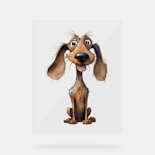 Schattigee Cartoon Dog Breed Art Collectie Acryl Bord (Voorkant)