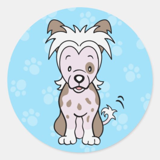 Schattigee Cartoon Dog Chinese Crested Sticker (Voorkant)