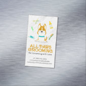 Schattigee Cartoon Dog en Grooming Tools Magnetisch Visitekaartje (Voorbeeld)