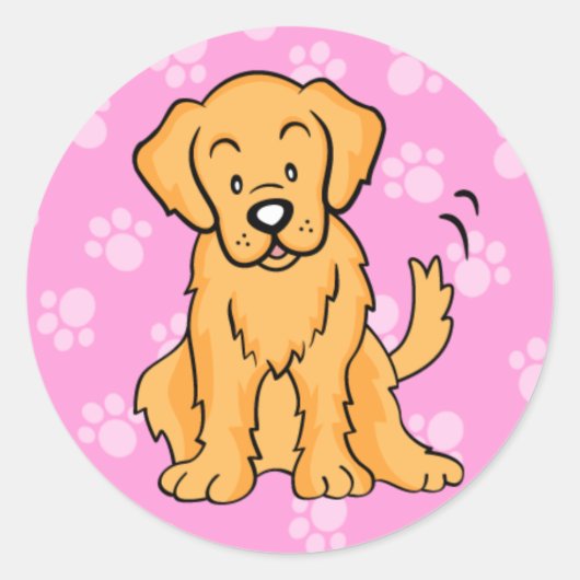 Schattigee Cartoon Dog Golden Retriever Sticker (Voorkant)