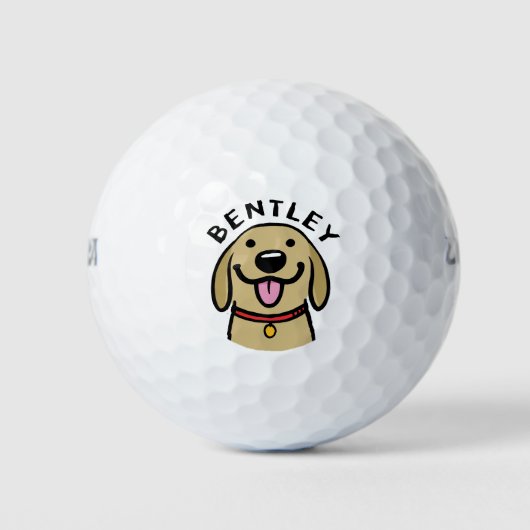 Schattigee Cartoon Dog met Custom Name Labrador Golfballen (Voorkant)