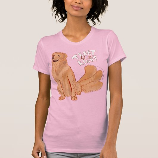Schattigee Cartoon Dog Quote "Behandel me goed" T-shirt (Voorkant)