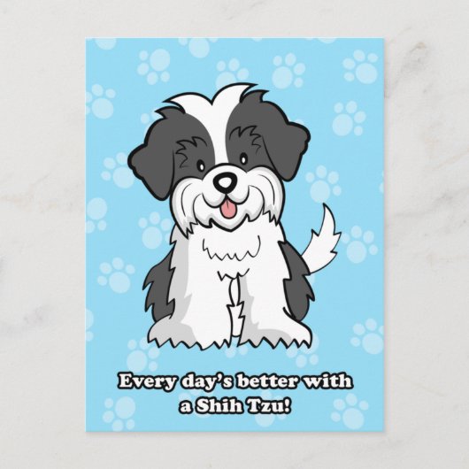 Schattigee Cartoon Dog Shih Tzu Briefkaart (Voorkant)