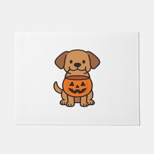 Schattigee Cartoon Dog Trick-or-Treating Classic T Deurmat (Voorkant)