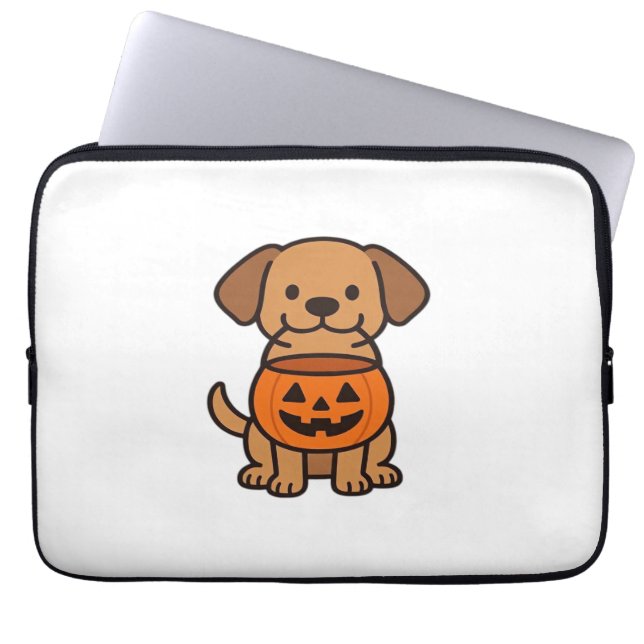 Schattigee Cartoon Dog Trick-or-Treating Classic T Laptop Sleeve (Voorkant)
