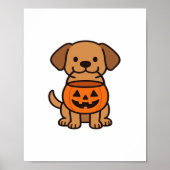 Schattigee Cartoon Dog Trick-or-Treating Classic T Poster (Voorkant)