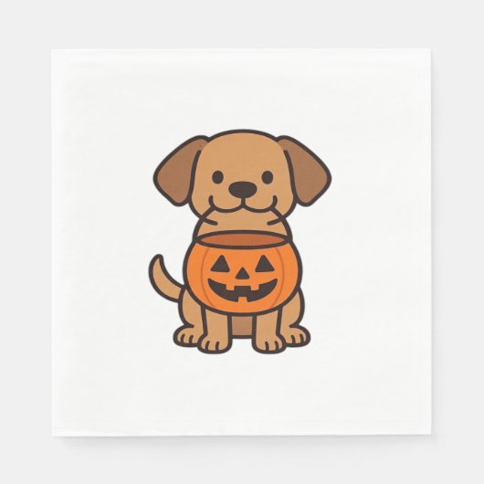 Schattigee Cartoon Dog Trick-or-Treating Classic T Servet (Voorkant)