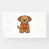 Schattigee Cartoon Dog Trick-or-Treating Classic T Spandoek (Horizontaal)