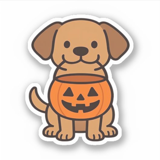 Schattigee Cartoon Dog Trick-or-Treating Classic T Sticker (Voorkant)