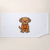 Schattigee Cartoon Dog Trick-or-Treating Classic T Strandlaken (Voorkant)