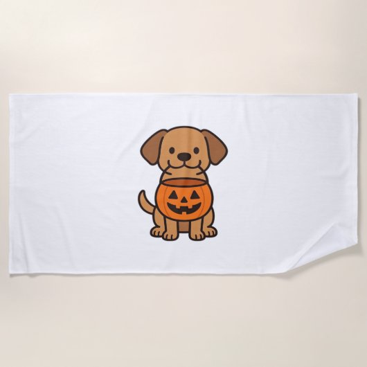 Schattigee Cartoon Dog Trick-or-Treating Classic T Strandlaken (Voorkant)