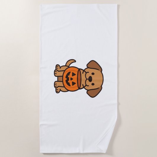 Schattigee Cartoon Dog Trick-or-Treating Classic T Strandlaken (Voorkant)