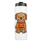 Schattigee Cartoon Dog Trick-or-Treating Classic T Thermosbeker (Voorkant)