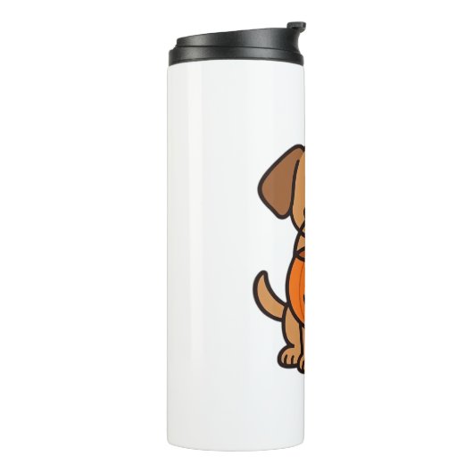 Schattigee Cartoon Dog Trick-or-Treating Classic T Thermosbeker (Gedraaid links)