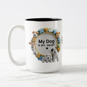 Schattigee Cartoon Dog Two-Tone Mok (15oz)