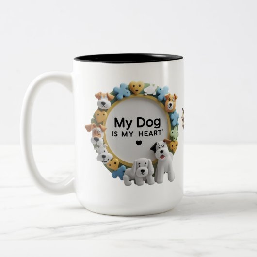 Schattigee Cartoon Dog Two-Tone Mok (15oz) (Links)