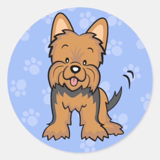 Schattigee Cartoon Dog Yorkie Sticker (Voorkant)
