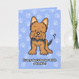 Schattigee Cartoon Dog Yorkie Wenskaart Kaart