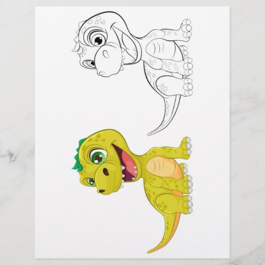 Schattigee Cartoon Dragon kleurplaat Flyer (Voorkant)