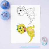Schattigee Cartoon Dragon kleurplaat Flyer (Enkel)
