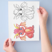 Schattigee Cartoon Dragon kleurplaat Flyer (Hand)