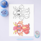 Schattigee Cartoon Dragon kleurplaat Flyer (Enkel)