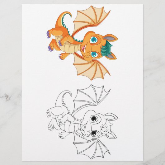 Schattigee cartoon Dragon kleurplaat Flyer (Voorkant)