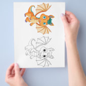 Schattigee cartoon Dragon kleurplaat Flyer (Hand)