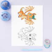 Schattigee cartoon Dragon kleurplaat Flyer (Enkel)