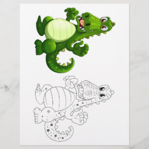 Schattigee Cartoon Dragon kleurplaat Flyer