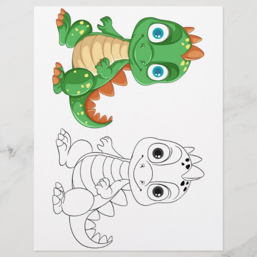 Schattigee Cartoon Dragon kleurplaat Flyer (Voorkant)