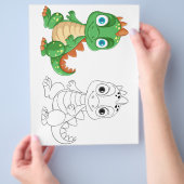 Schattigee Cartoon Dragon kleurplaat Flyer (Hand)