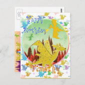 Schattigee Cartoon Dragons Happy Birthday Briefkaa Briefkaart (Voorkant / Achterkant)